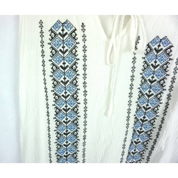 Solitaire Cream Boho Embroidered Tank Top sz M - Picture 2 of 6